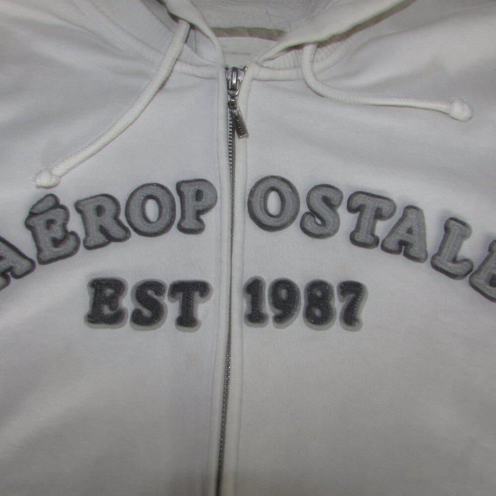 Aeropostale Y2K White Zip Front Hoodie - Picture 11 of 13